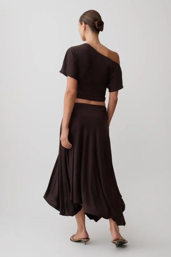 Luu Slinky Midi Skirt – Dark Chocolate Luu Slinky Midi Skirt – Dark Chocolate