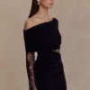 Luxie Lace Knit Mini Dress – Black Luxie Lace Knit Mini Dress – Black