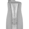 Lyle One Shoulder Glow Mesh Mini Dress – Silver