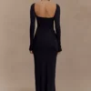 Lyndon Long Sleeve Slinky Maxi Dress – Black