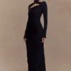 Lyndon Long Sleeve Slinky Maxi Dress – Black