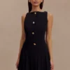 Mackenzie Sleeveless Pleated Mini Dress – Black