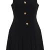 Mackenzie Sleeveless Pleated Mini Dress – Black