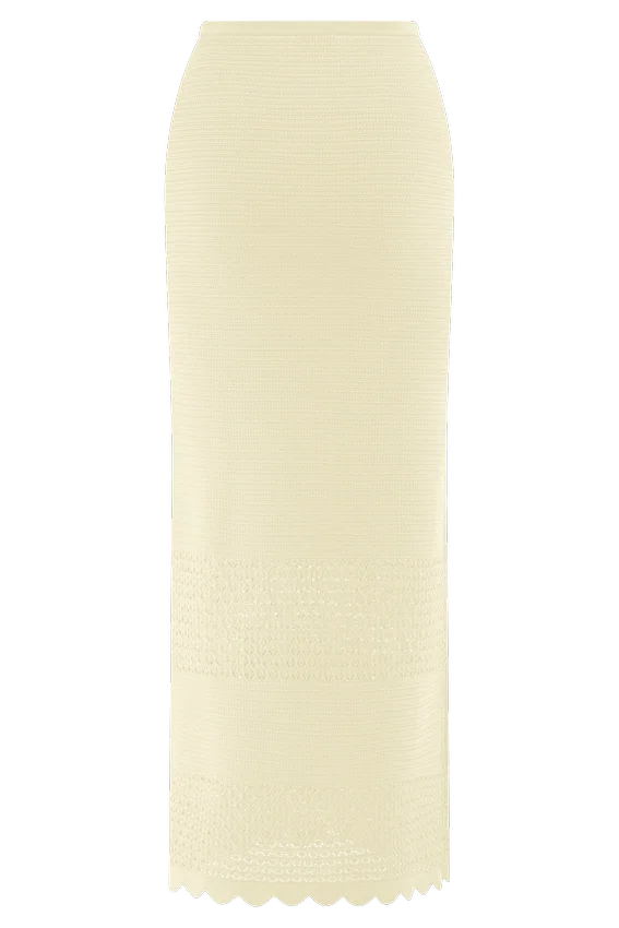 Madeline Scallop Knit Midi Skirt – Ivory Madeline Scallop Knit Midi Skirt – Ivory