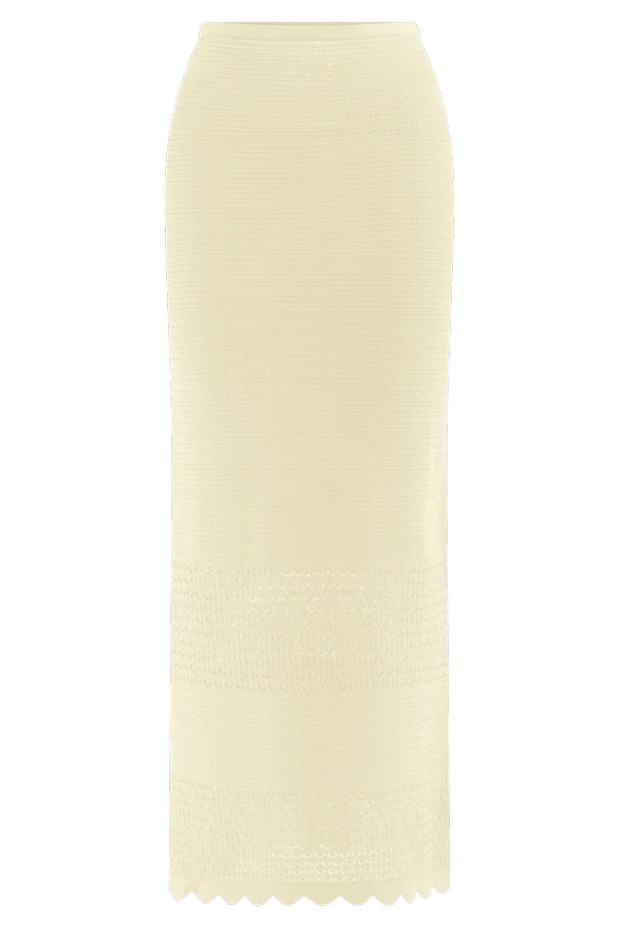 Madeline Scallop Knit Midi Skirt – Ivory Madeline Scallop Knit Midi Skirt – Ivory