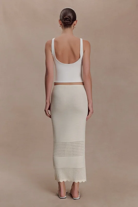 Madeline Scallop Knit Midi Skirt – Ivory Madeline Scallop Knit Midi Skirt – Ivory