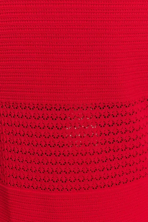 Madeline Scallop Knit Midi Skirt – Red Madeline Scallop Knit Midi Skirt – Red