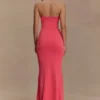 Madison Strapless Slinky Maxi Dress – Coral
