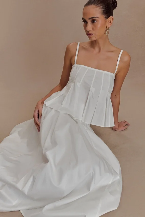 Mae A-Line Midi Skirt – White Mae A-Line Midi Skirt – White