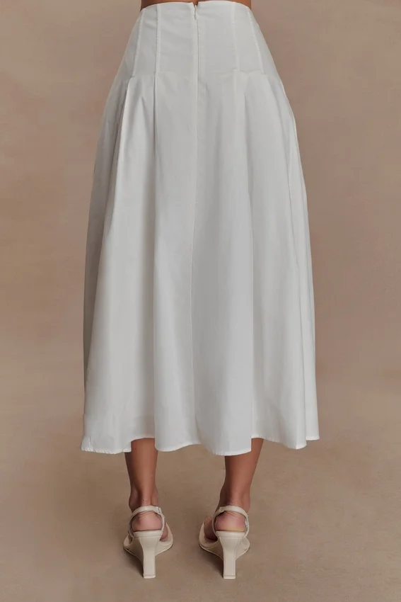 Mae A-Line Midi Skirt – White Mae A-Line Midi Skirt – White