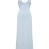 Maely Gathered Slinky Maxi Dress – Pale Blue
