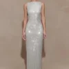 Magnolia Sleeveless Diamante Maxi Dress – Silver