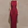 Magnolia Sleeveless Diamante Maxi Dress – Wine Magnolia Sleeveless Diamante Maxi Dress – Wine