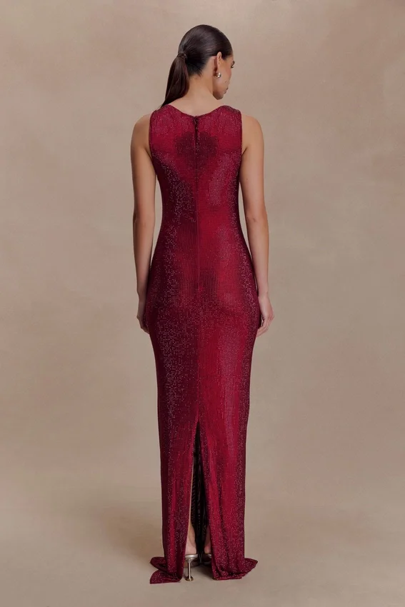 Magnolia Sleeveless Diamante Maxi Dress – Wine Magnolia Sleeveless Diamante Maxi Dress – Wine