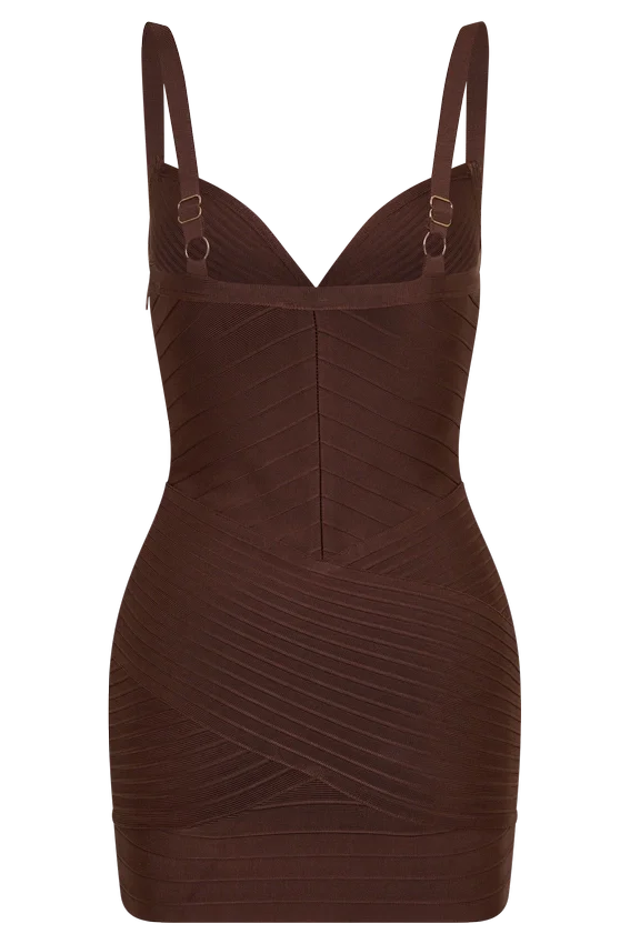 Maison Bandage Knit Mini Dress – Chocolate Maison Bandage Knit Mini Dress – Chocolate