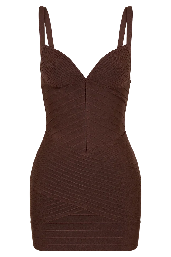 Maison Bandage Knit Mini Dress – Chocolate Maison Bandage Knit Mini Dress – Chocolate