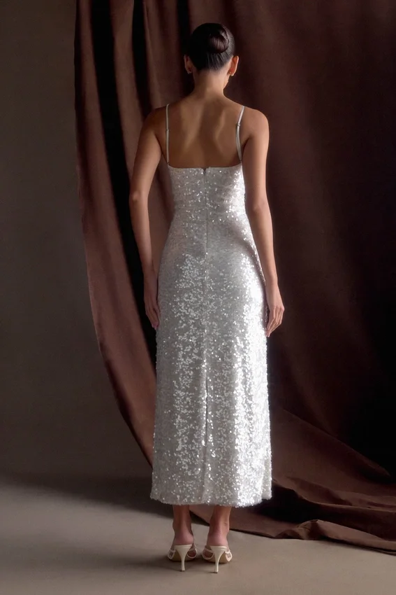 Makari Sequin Maxi Dress – White Makari Sequin Maxi Dress – White