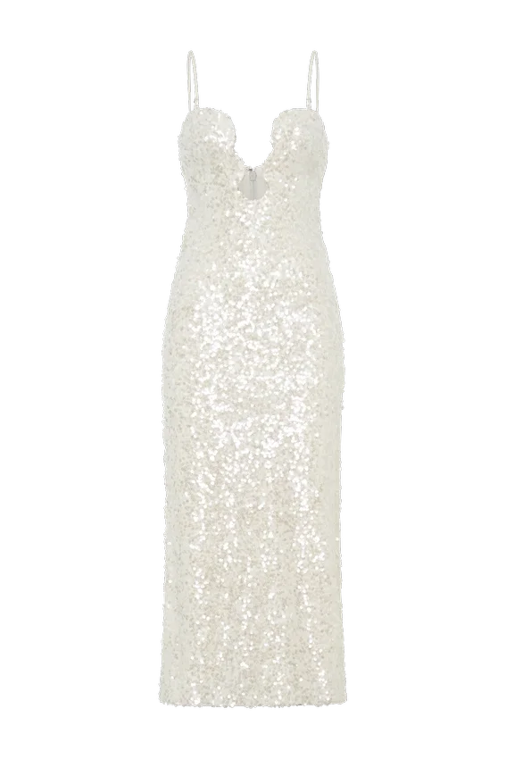 Makari Sequin Maxi Dress – White Makari Sequin Maxi Dress – White