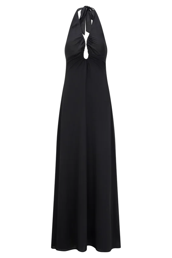 Malakhai Chiffon Halter Maxi Dress – Black Malakhai Chiffon Halter Maxi Dress – Black