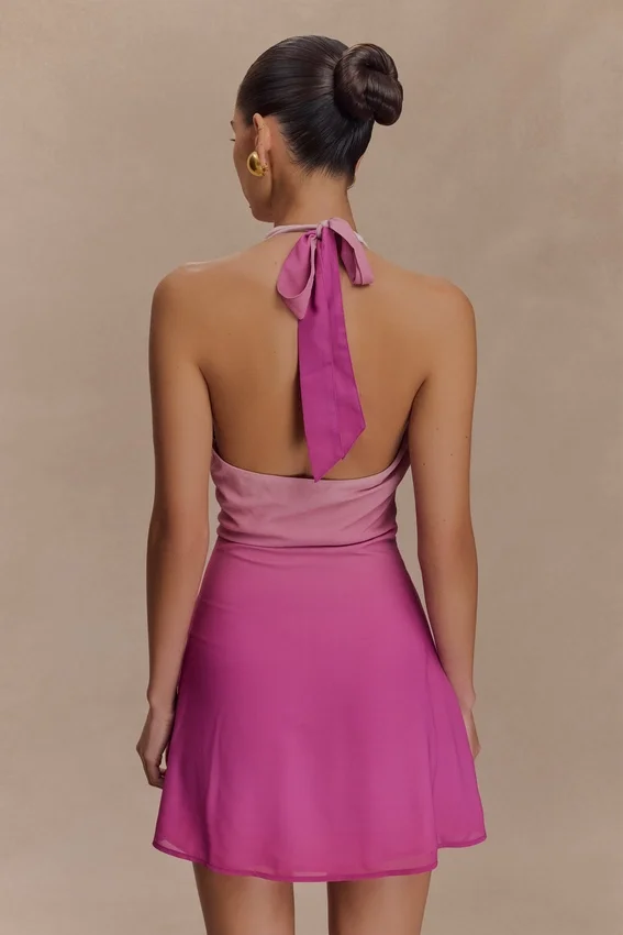 Malakhai Chiffon Halter Mini Dress – Ombre Pink Malakhai Chiffon Halter Mini Dress – Ombre Pink