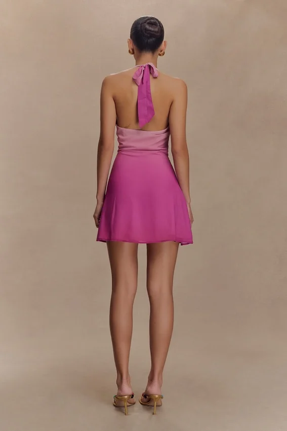 Malakhai Chiffon Halter Mini Dress – Ombre Pink Malakhai Chiffon Halter Mini Dress – Ombre Pink