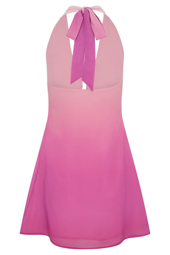 Malakhai Chiffon Halter Mini Dress – Ombre Pink Malakhai Chiffon Halter Mini Dress – Ombre Pink