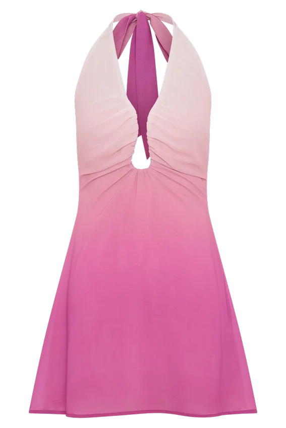 Malakhai Chiffon Halter Mini Dress – Ombre Pink Malakhai Chiffon Halter Mini Dress – Ombre Pink