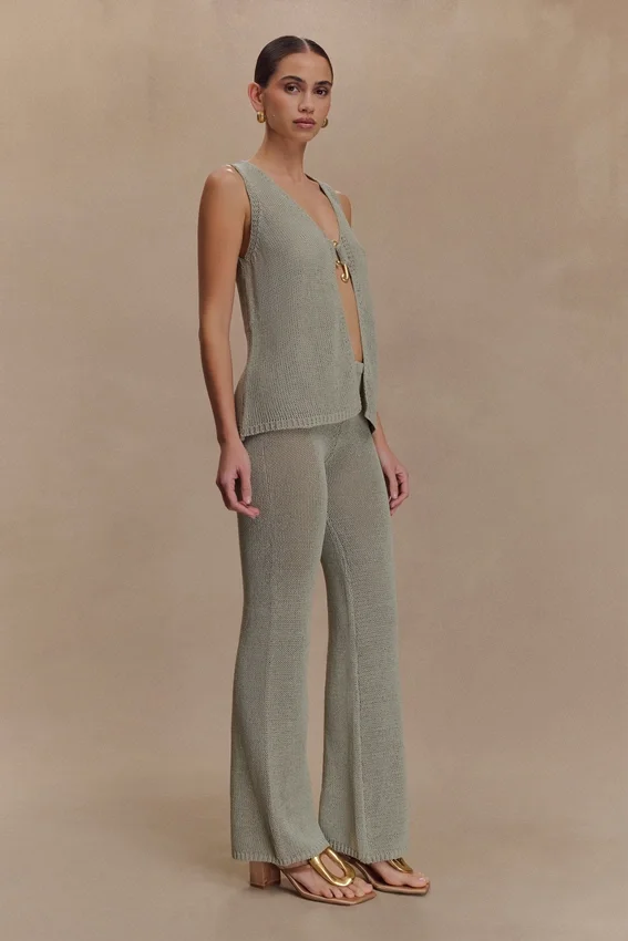 Malani Wide Leg Knit Pants – Sage Malani Wide Leg Knit Pants – Sage