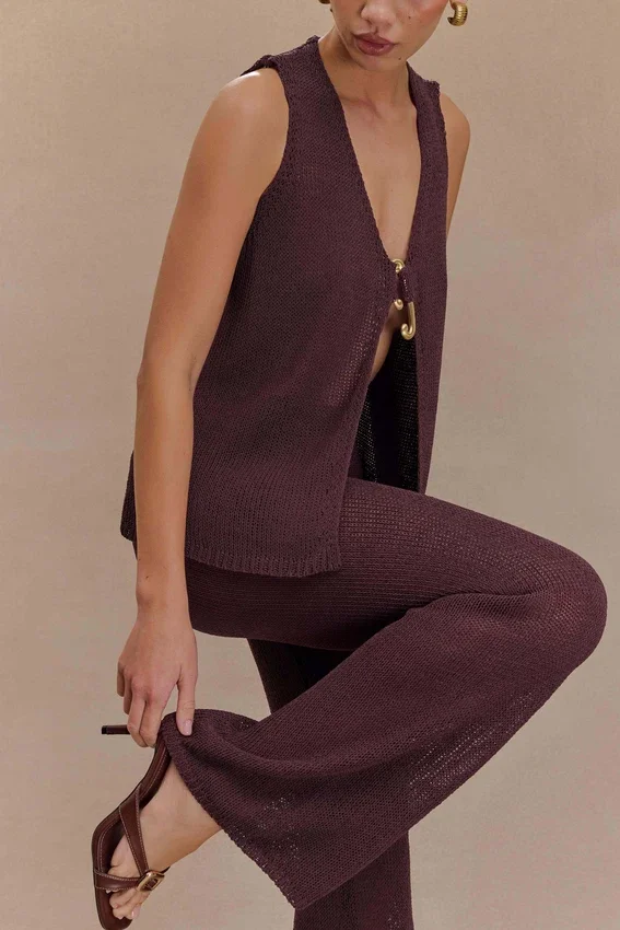 Malani Wide Leg Knit Pants – Chocolate Malani Wide Leg Knit Pants – Chocolate