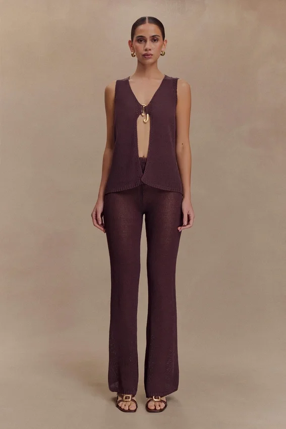 Malani Wide Leg Knit Pants – Chocolate Malani Wide Leg Knit Pants – Chocolate