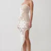 Mandie Hand Crochet Asymmetrical Maxi Dress – White