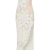 Mandie Hand Crochet Asymmetrical Maxi Dress – White