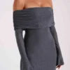 Marcel Off Shoulder Diamante Maxi Dress – Gunmetal Marcel Off Shoulder Diamante Maxi Dress – Gunmetal
