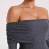 Marcel Off Shoulder Diamante Maxi Dress – Gunmetal Marcel Off Shoulder Diamante Maxi Dress – Gunmetal