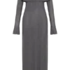 Marcel Off Shoulder Diamante Maxi Dress – Gunmetal Marcel Off Shoulder Diamante Maxi Dress – Gunmetal