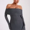Marcel Off Shoulder Diamante Maxi Dress – Gunmetal Marcel Off Shoulder Diamante Maxi Dress – Gunmetal