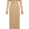 Marcel Off Shoulder Diamante Maxi Dress – Nude