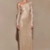 Marcia Diamante Long Sleeve Maxi Dress – Nude Marcia Diamante Long Sleeve Maxi Dress – Nude