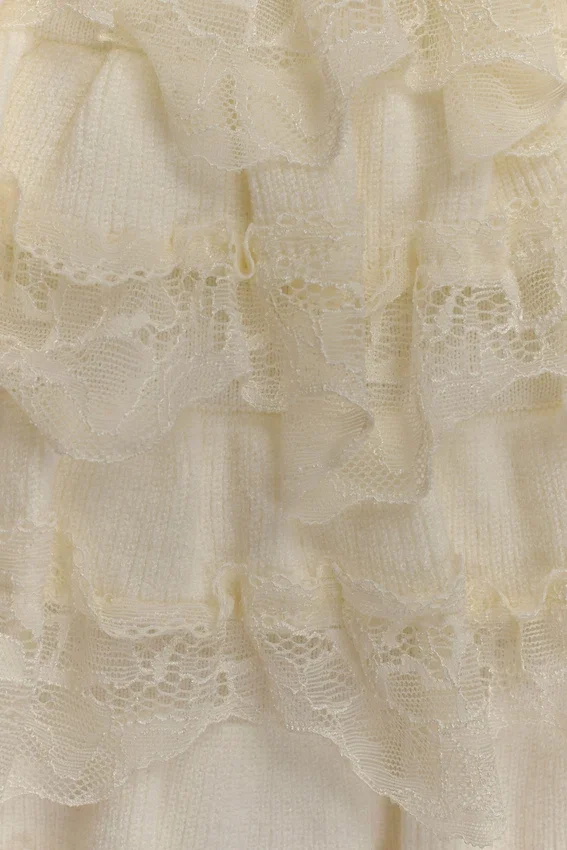 Margaret Lace Ruffle Mini Skort – Cream Margaret Lace Ruffle Mini Skort – Cream