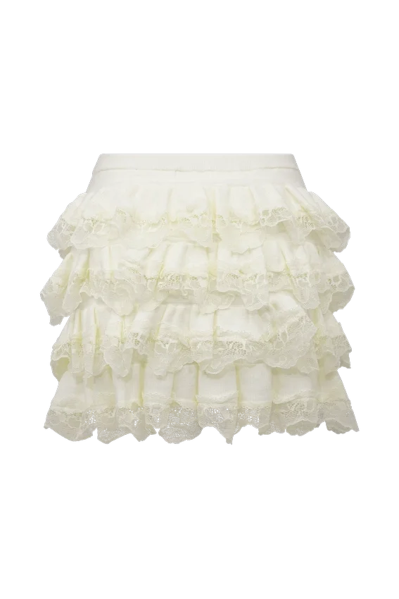 Margaret Lace Ruffle Mini Skort – Cream Margaret Lace Ruffle Mini Skort – Cream