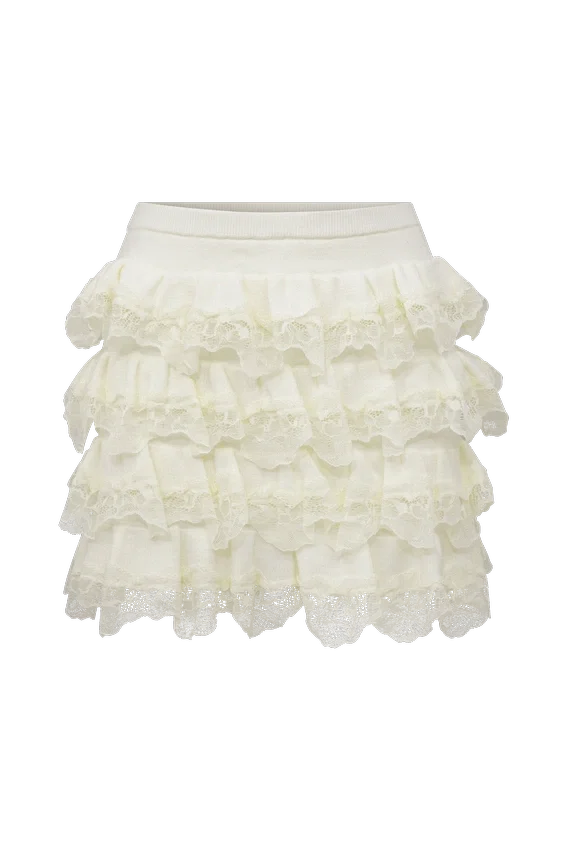Margaret Lace Ruffle Mini Skort – Cream Margaret Lace Ruffle Mini Skort – Cream