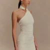 Mariposa Slinky Halter Mini Dress – Ivory