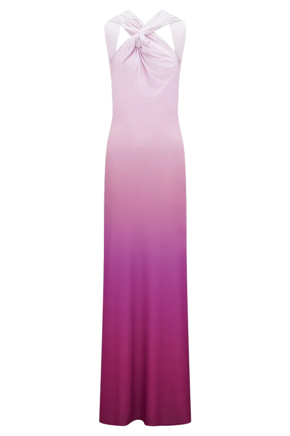 Marlee Asymmetrical Slinky Maxi Dress – Ombre Pink Marlee Asymmetrical Slinky Maxi Dress – Ombre Pink