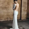 Marlene Slinky Low Back Maxi Dress – White