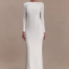 Marlene Slinky Low Back Maxi Dress – White