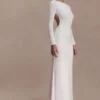 Marlene Slinky Low Back Maxi Dress – White