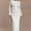 Marlene Slinky Low Back Maxi Dress – White