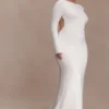 Marlene Slinky Low Back Maxi Dress – White