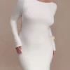 Marlene Slinky Low Back Maxi Dress – White