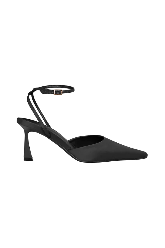 Marley Satin Pointed Heel – Black Marley Satin Pointed Heel – Black